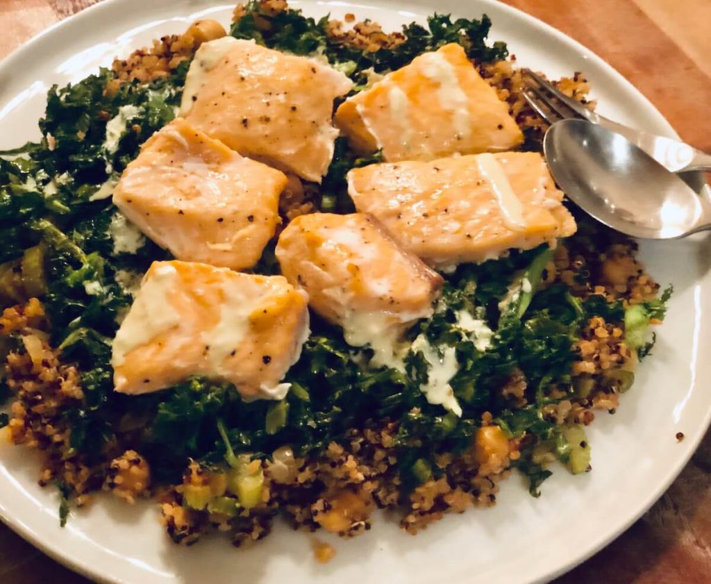 Salmon and Quinoa Bowl with Wilted Greens by Sun Basket