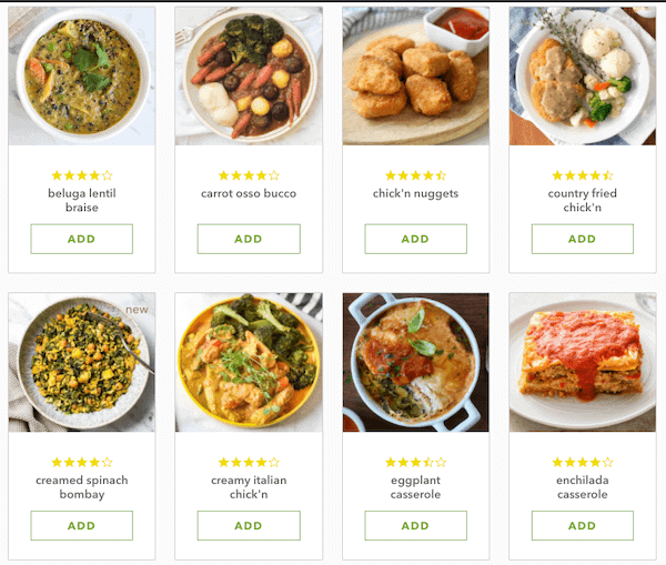 veestro meals selection