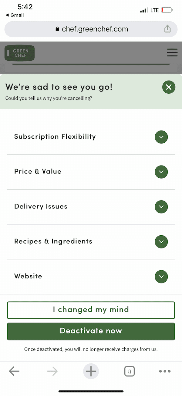 Green Chef Cancel Order