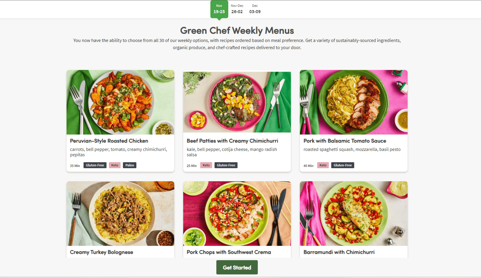green chef menu