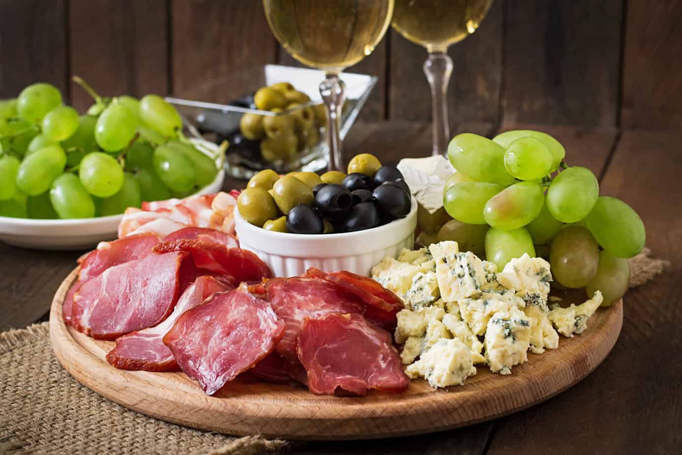 salami with grapes